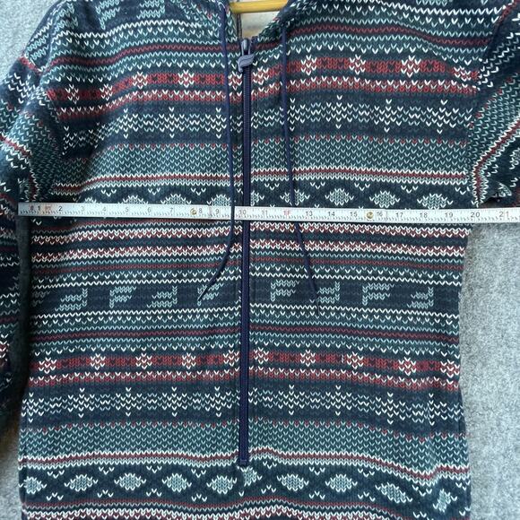 Fabletics Forever Fleece Hooded Jumpsuit Women Small Blue Red Aztec Drawstring - Picture 8 of 8